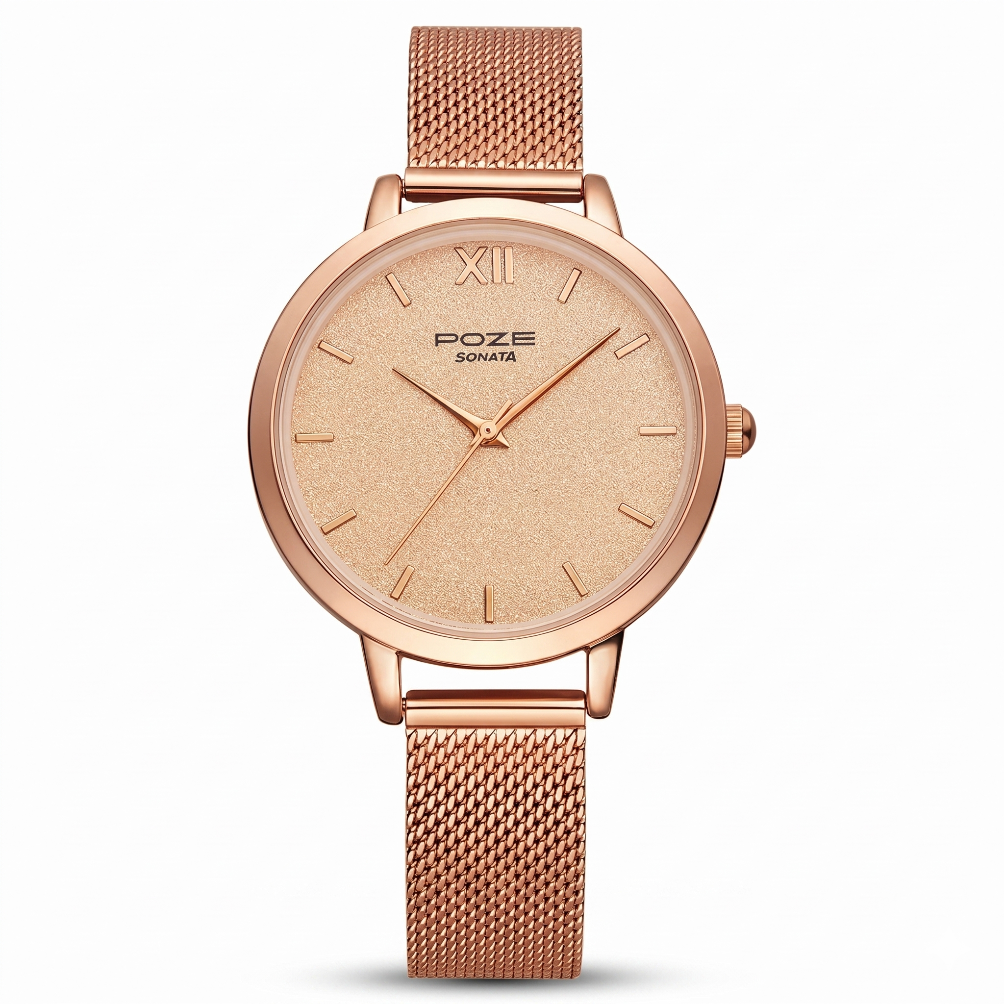 Sonata SP80023WM01 | Poze by Sonata Quartz Analog Pink Dial Stainless Steel Strap Watch for Women