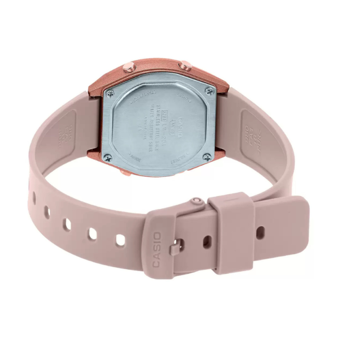 Casio LW-204-4ADF D213 | Vintage Unisex Quartz Rose Gold Dial Digital Resin Watch