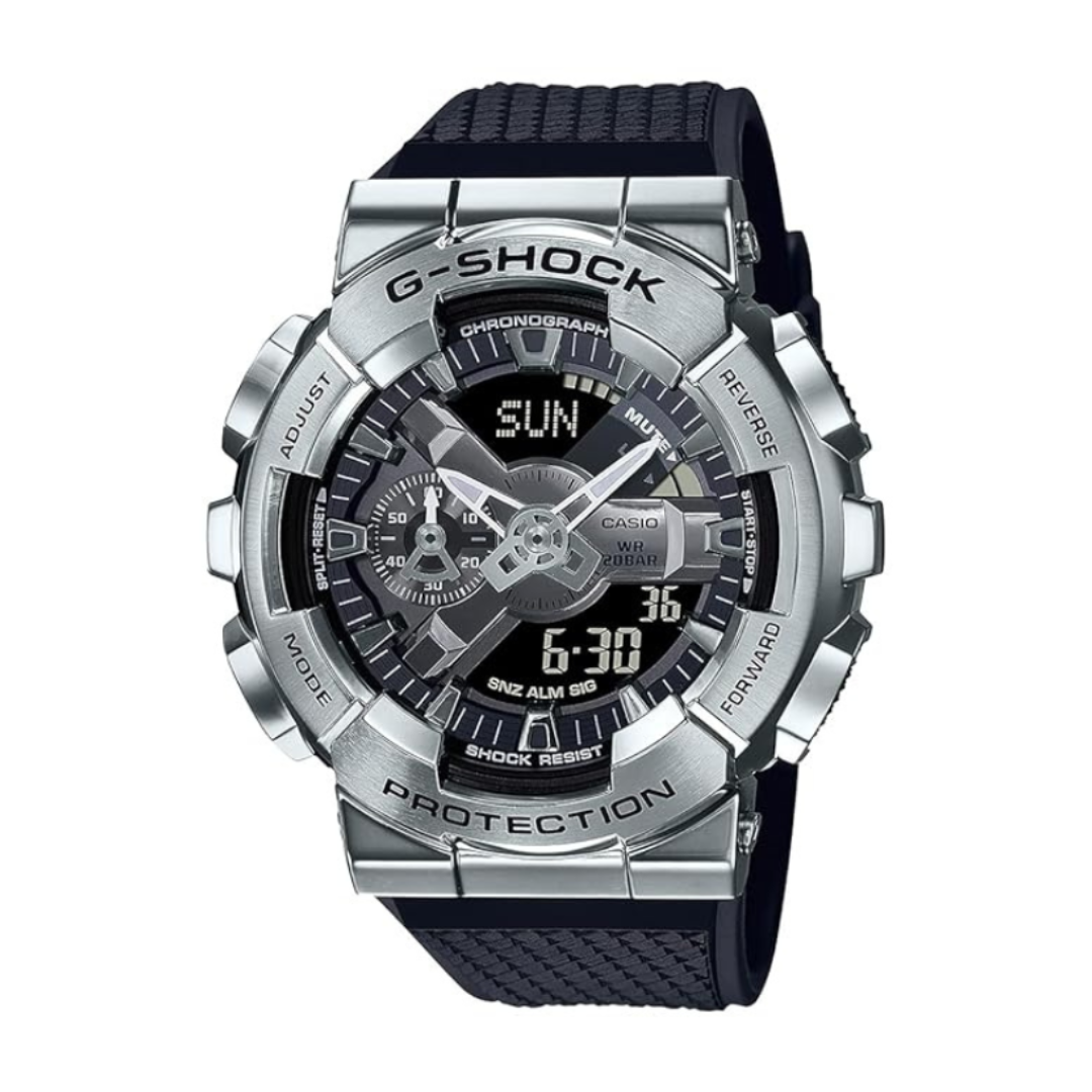 Casio GM-110-1ADR G1051 | G-Shock Men Quartz Silver Dial Analog-Digital Resin Watch.