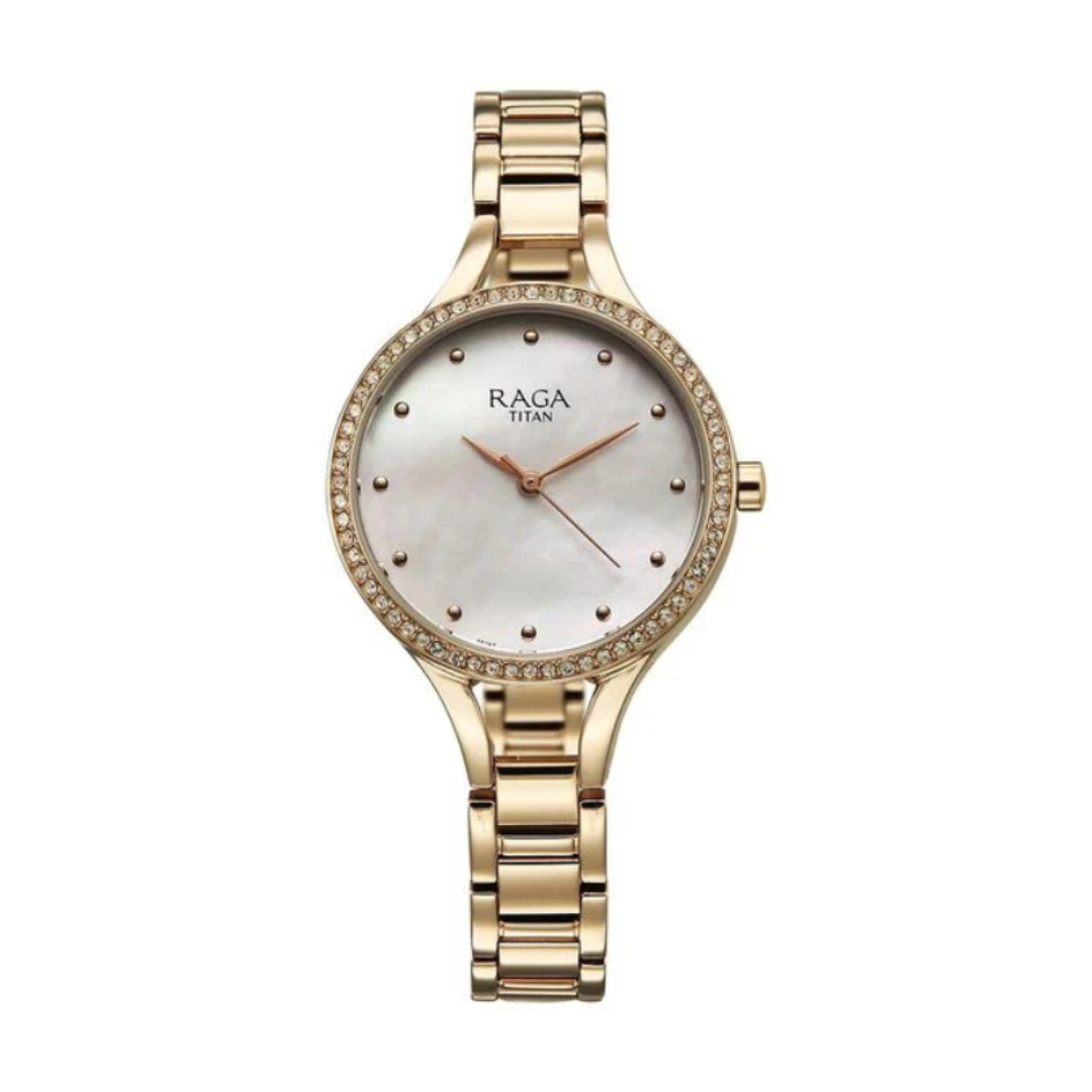 Titan 95275WM01 | Titan Raga Showstopper Quartz Analog Mother Of Pearl Dial Metal Strap Watch For Women