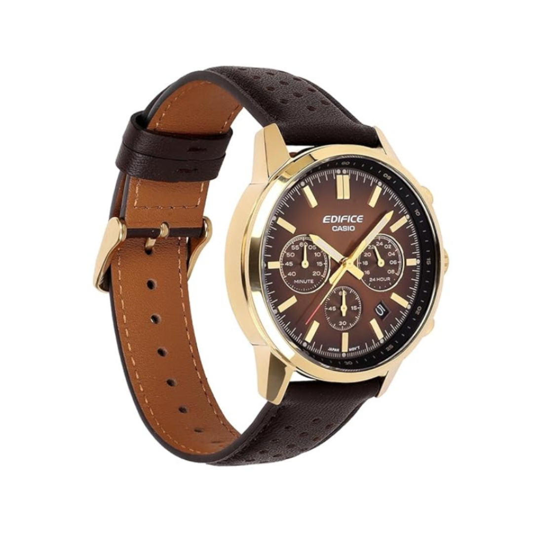 Casio EFR-575CL-5ADF ED696 | Edifice Men Quartz Brown Dial Analog Leather Watch.