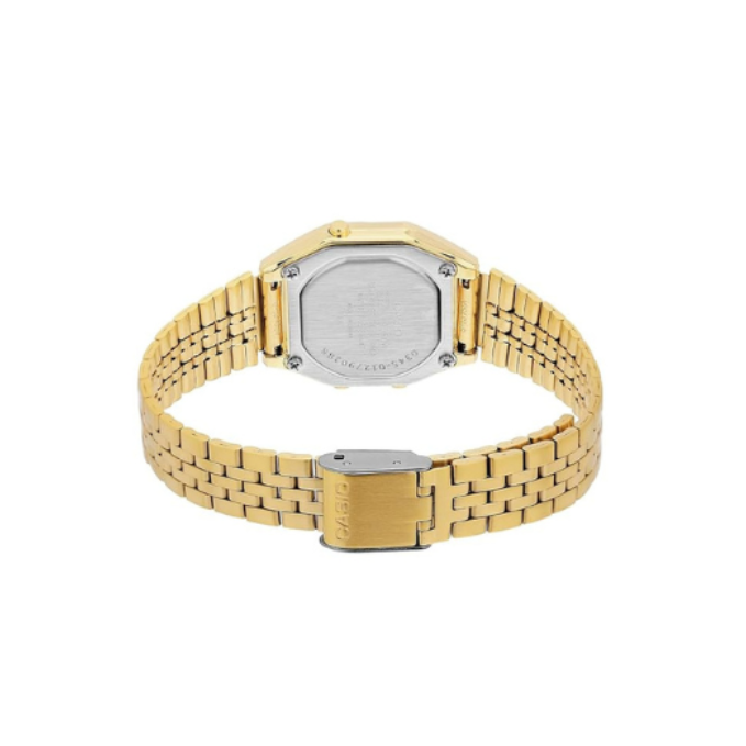 Casio LA680WGA-9 D345 | Vintage Women Quartz Gold Dial Digital Stainless Steel Watch