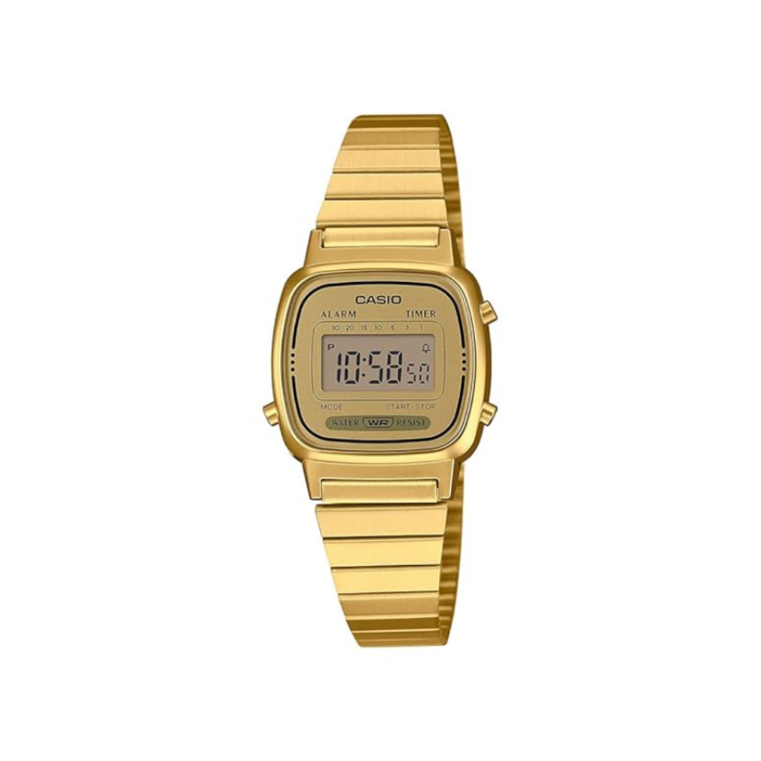 Casio LA670WGA-9DF D343 | Vintage Women Quartz Gold Dial Digital Stainless Steel Watch