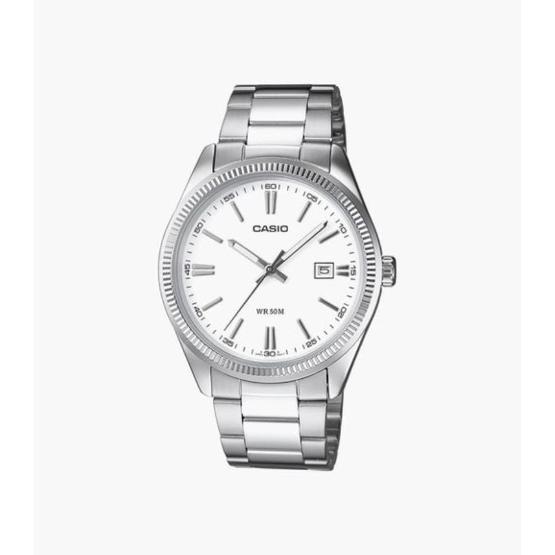 Casio MTP-1302D-7A1VDF A1539 | Enticer Men Quartz White Dial Analog Stainless Steel Watch