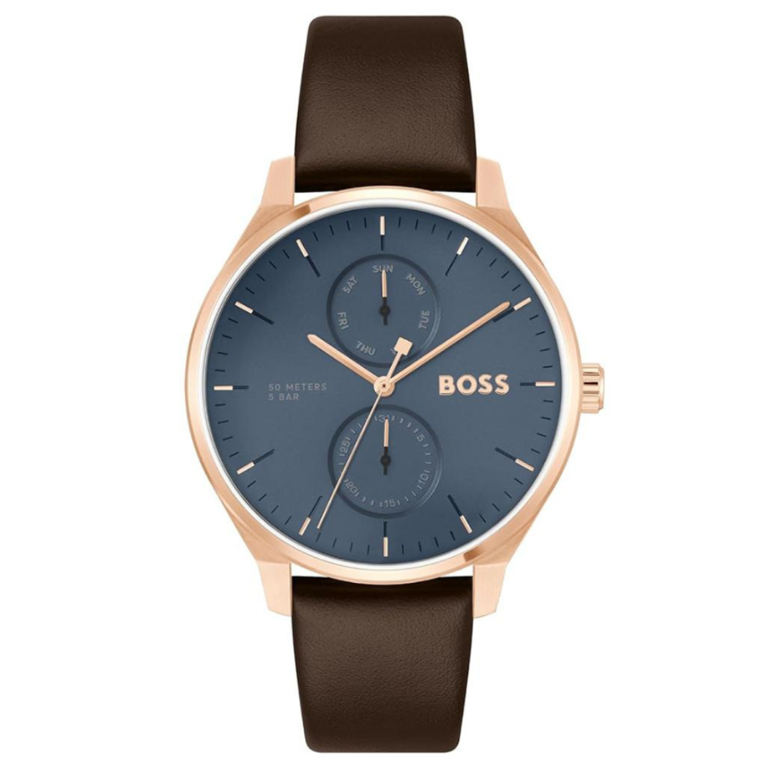 Boss 1514103 | Tyler Men Quartz Blue Dial Chronograph Leather Watch.