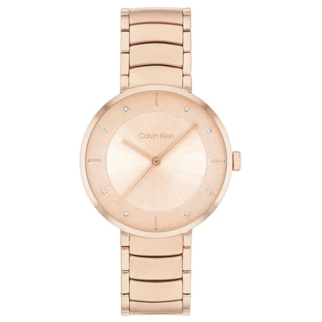 Calvin Klein 25100019 |  Sentiment Women Quartz Rose Gold Dial Analog Stainless Steel Watch.