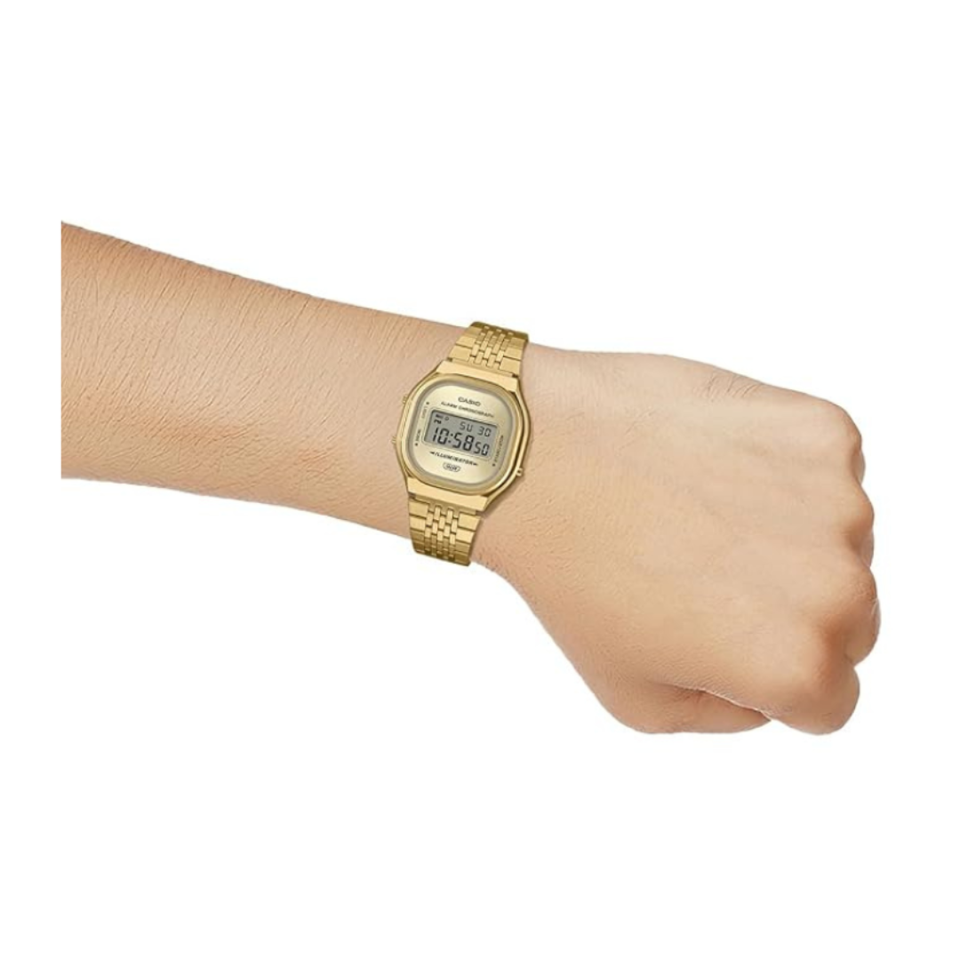 Casio A140WEG-9ADF D436 | Vintage Unisex Quartz Gold Dial Digital Stainless Steel Watch
