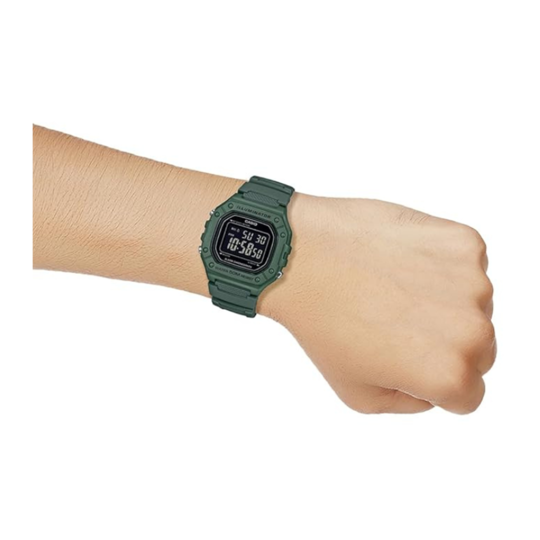 Casio W-218H-3BVDF D394 | Youth Unisex Quartz Black Dial Digital Resin Watch