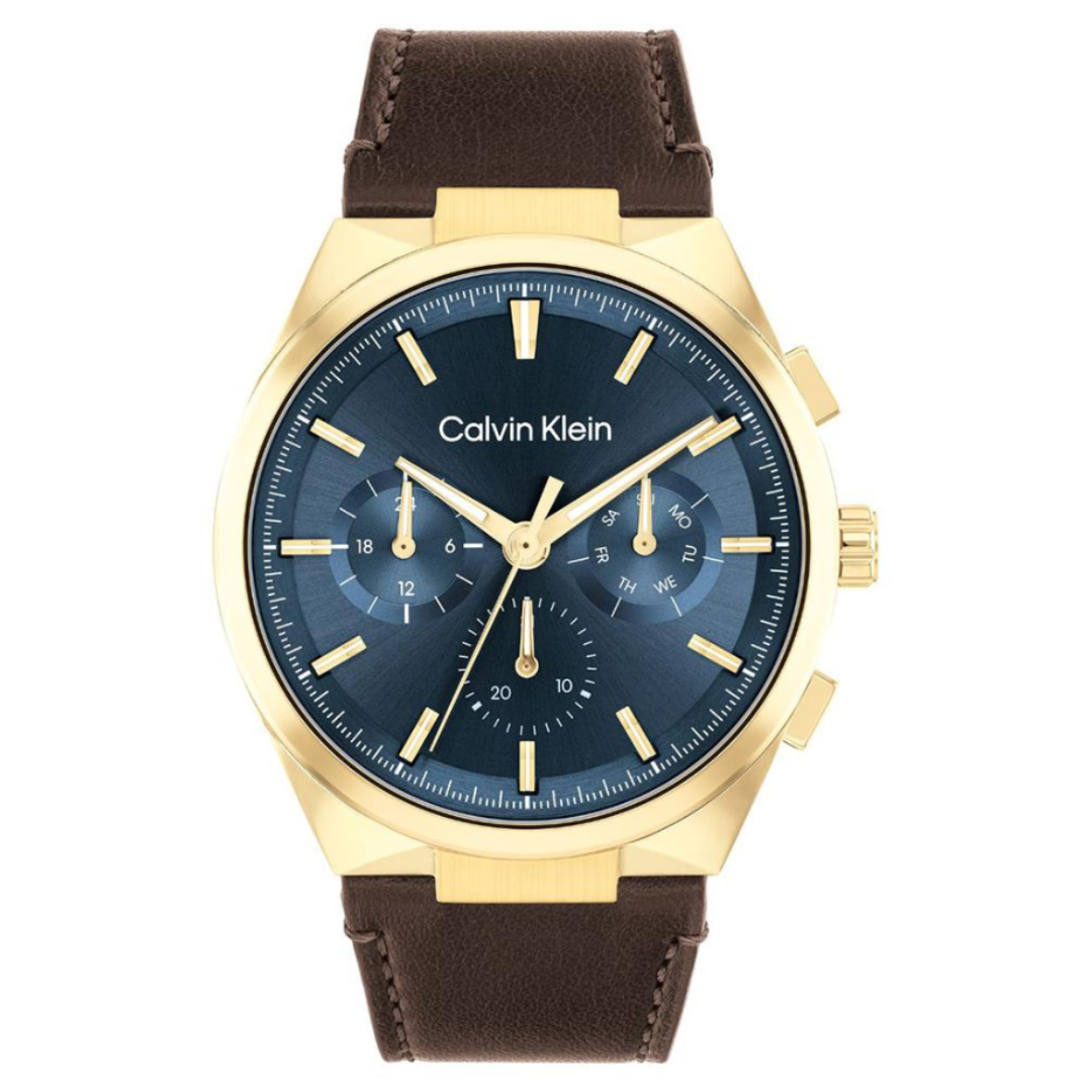 Calvin Klein 25200445 | Distinguish Men Quartz Blue Dial Multi-Function Leather Watch