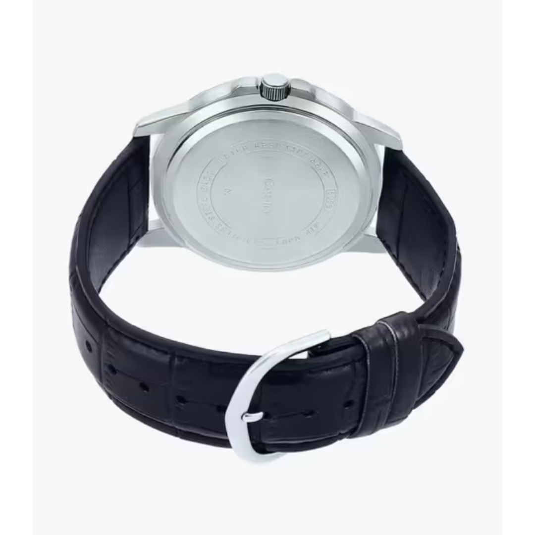 Casio MTP-VD01L-1EVUDF A1371 | Enticer Men Quartz Black Dial Analog Leather Watch.