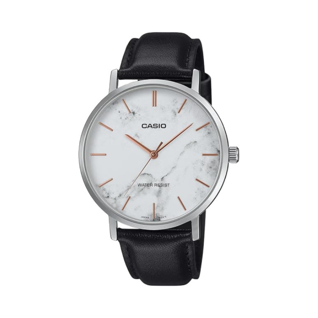 Casio MTP-VT01LM-7AUDF A2352 | Enticer Men Quartz White Dial Analog Leather Watch