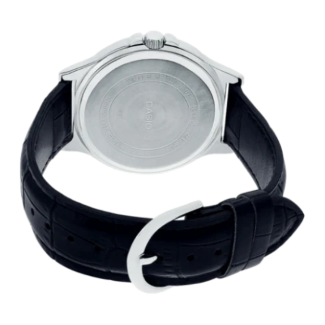 Casio MTP-V300L-1AUDF A1176 | Enticer Men Quartz Black Dial Multi-Function Leather Watch