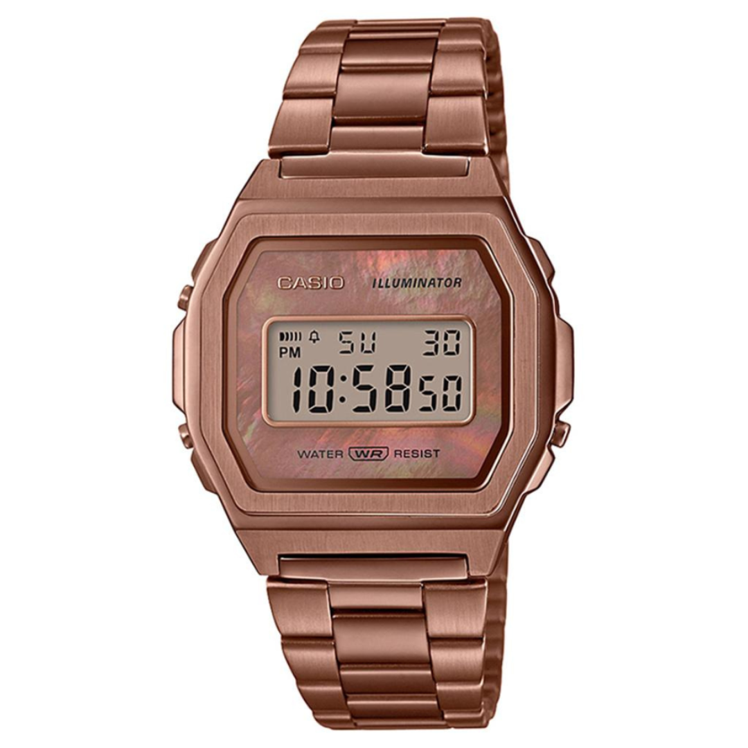 Casio A1000RG-5EF D197 | Vintage Unisex Quartz Rose Gold Dial Digital Stainless Steel Watch