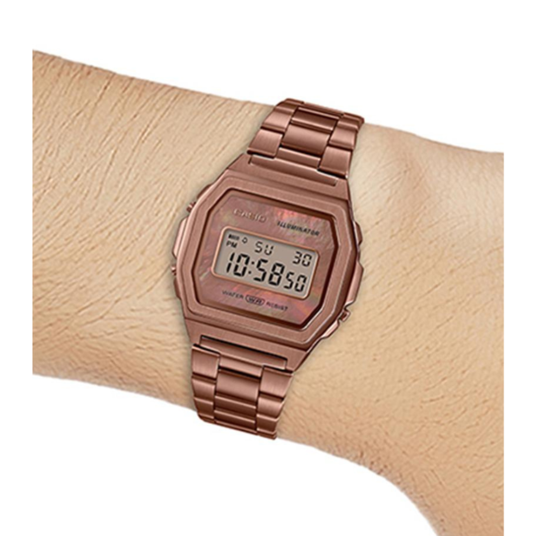 Casio A1000RG-5EF D197 | Vintage Unisex Quartz Rose Gold Dial Digital Stainless Steel Watch