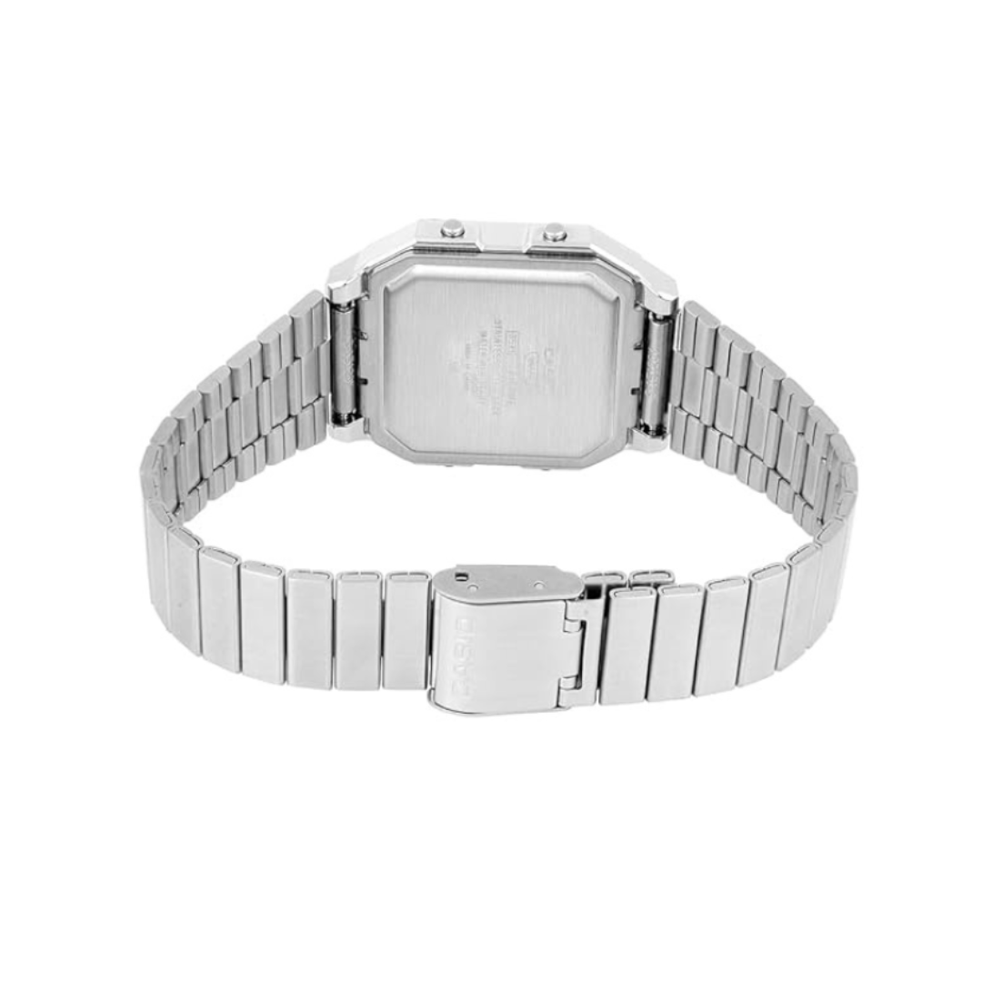 Casio A130WE-1ADF D388 | Vintage Unisex Quartz Black Dial Digital Stainless Steel Watch
