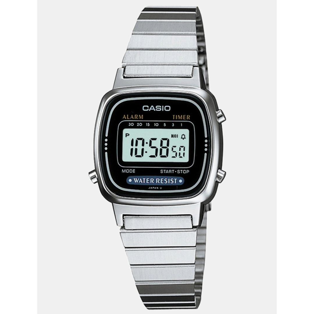 Casio LA670WD-1DF D123 | Vintage Women Quartz Black Dial Digital Stainless Steel Watch