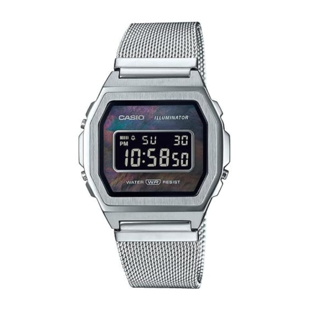 Casio A1000M-1BEF D194 | Vintage Unisex Quartz Black Dial Digital Stainless Steel Watch