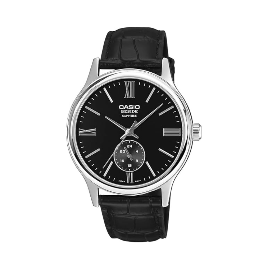 Casio BMS-100L-1AVDF A2538 | Men Quartz Black Dial Analog Leather Watch