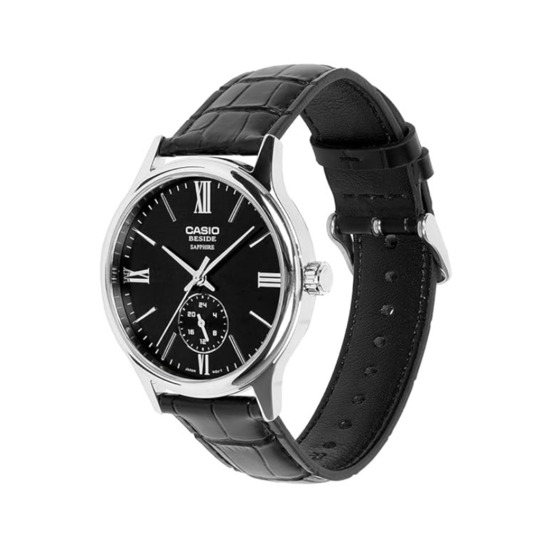 Casio BMS-100L-1AVDF A2538 | Men Quartz Black Dial Analog Leather Watch