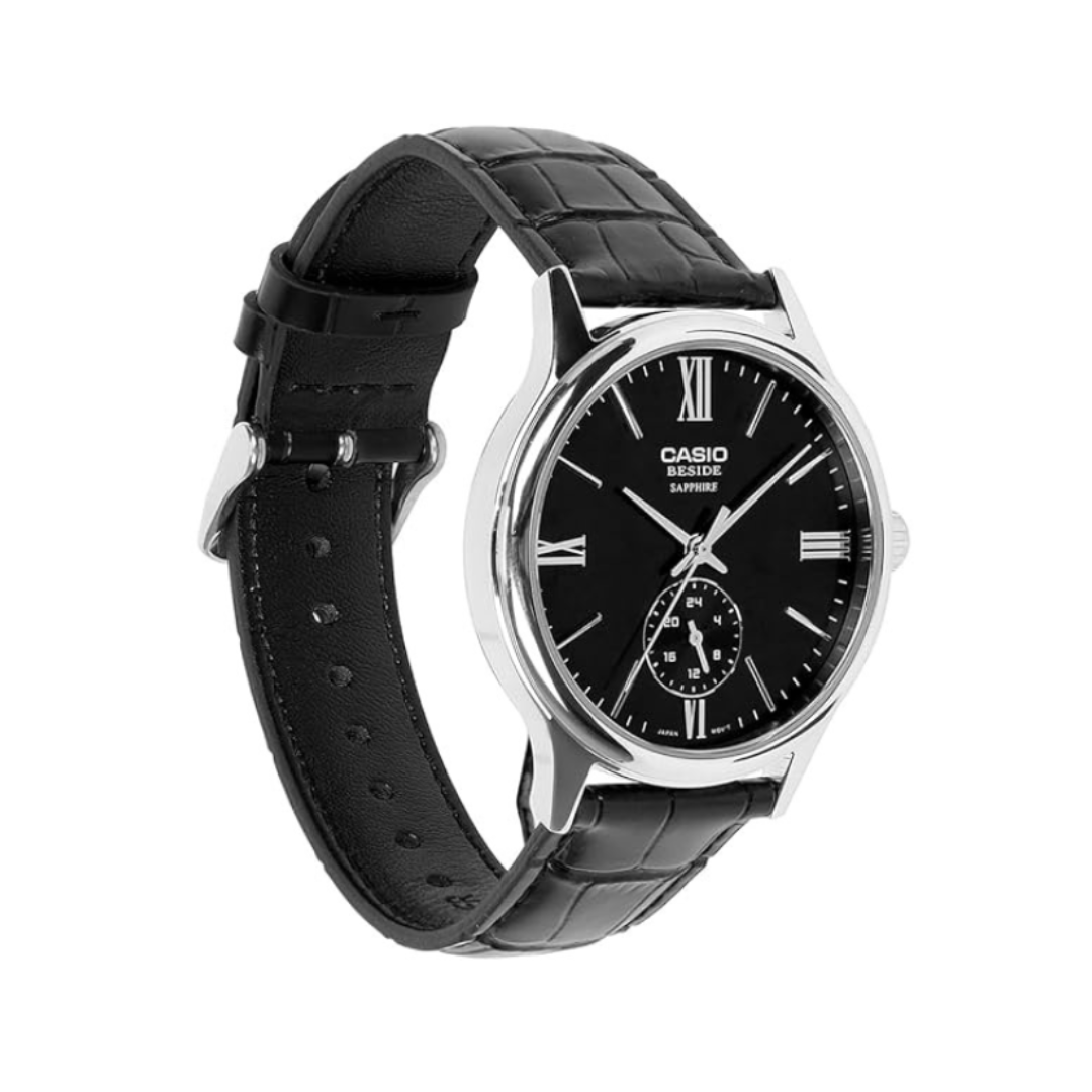Casio BMS-100L-1AVDF A2538 | Men Quartz Black Dial Analog Leather Watch