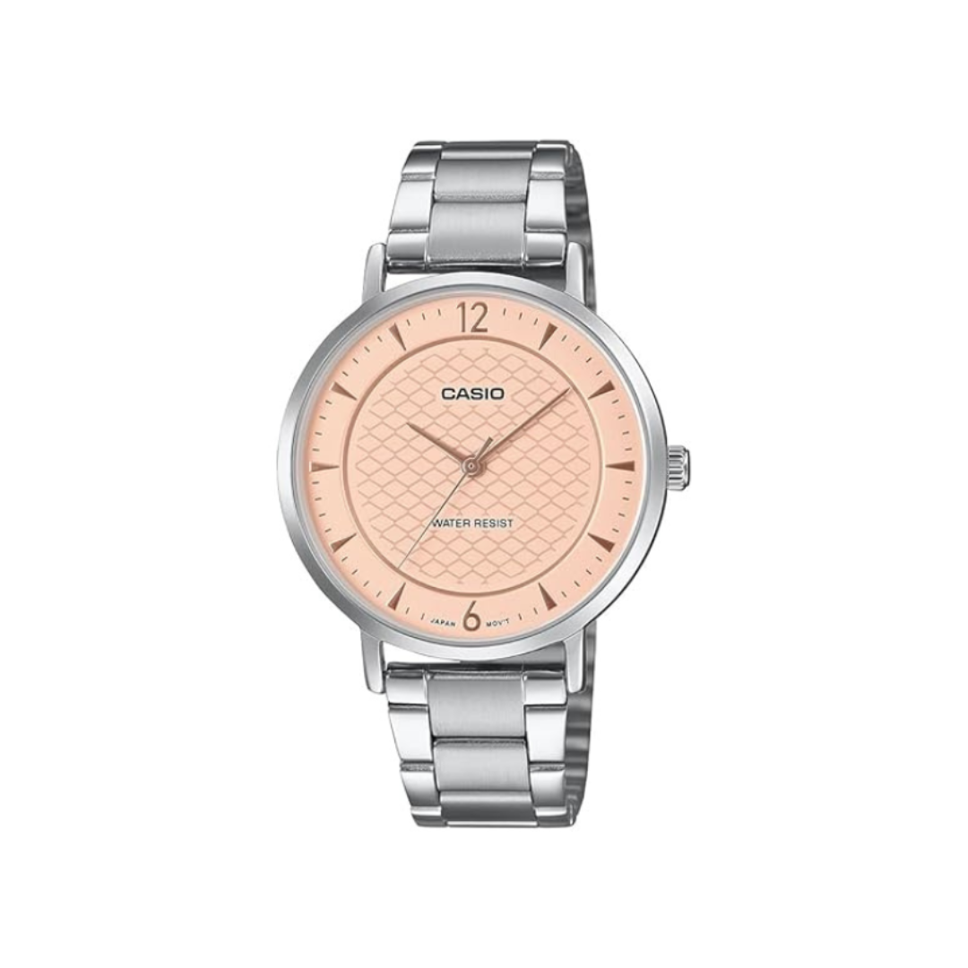 Casio LTP-VT04D-4ADF A2430 | Enticer Women Quartz Pink Dial Analog Stainless Steel Watch