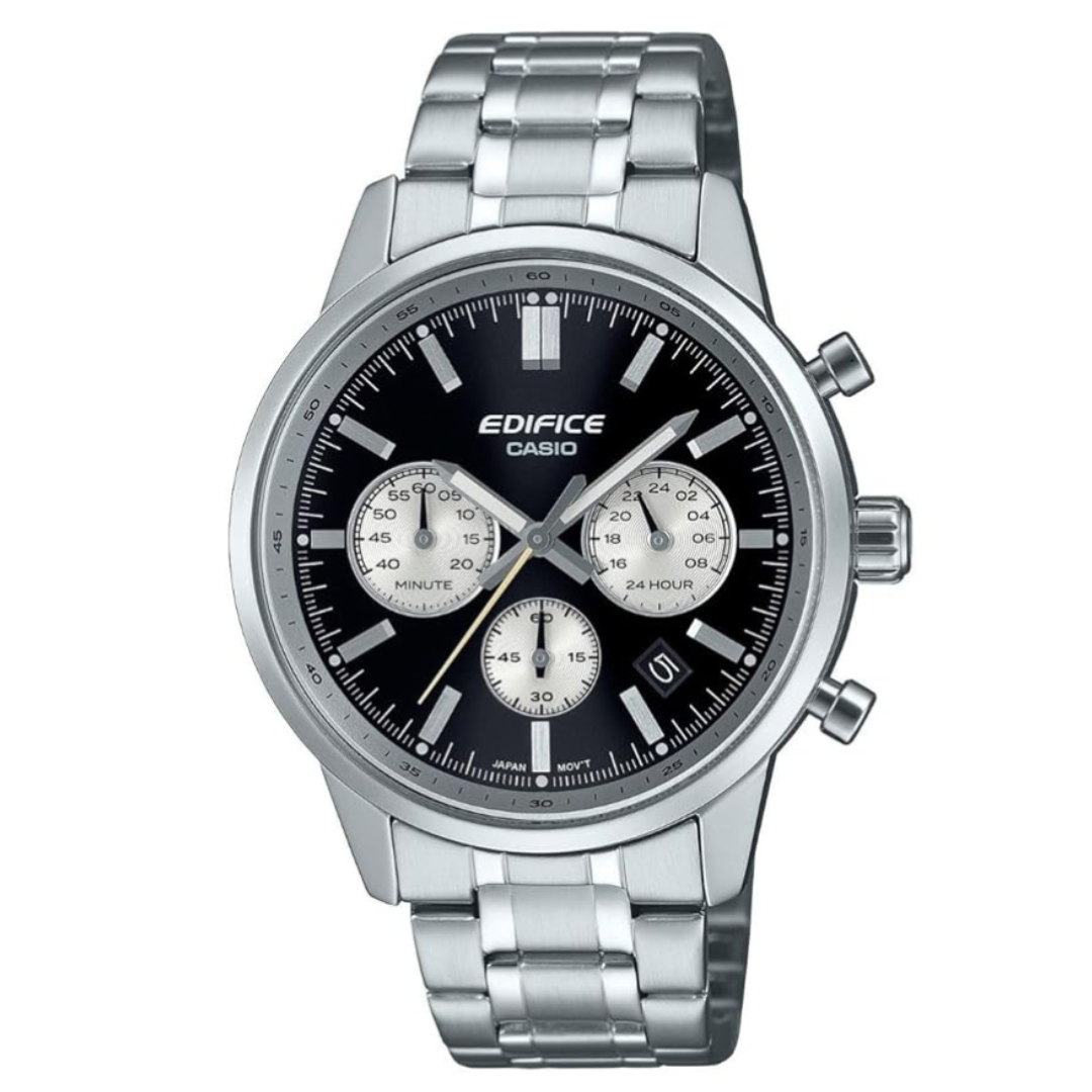 Casio EFR-575D-1ADF ED655 | Edifice Men Quartz Black Dial Multi-Function Stainless Steel Watch