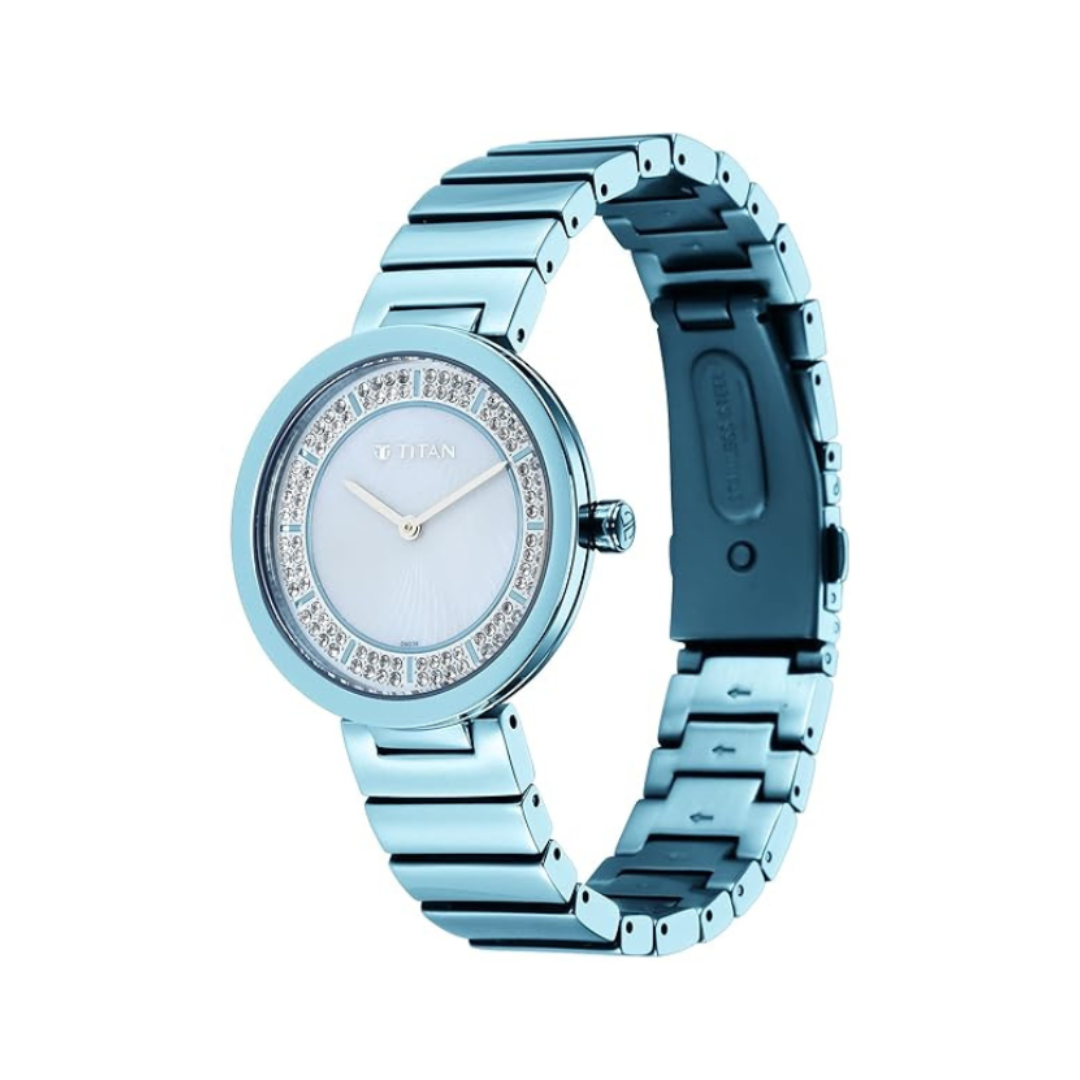 Titan 95162QM02 | Titan Quartz Analog Blue Dial Stainless Steel Strap Watch for Women