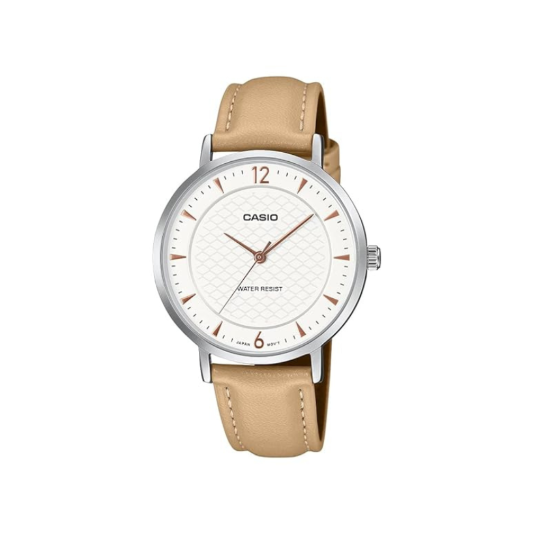 Casio LTP-VT04L-7A1DF A2432 | Enticer Women Quartz White Dial Analog Leather Watch