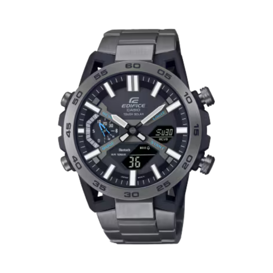 Casio ECB-2000DC-1ADF ED565 | Edifice Men Quartz Black Dial Analog-Digital Stainless Steel Watch
