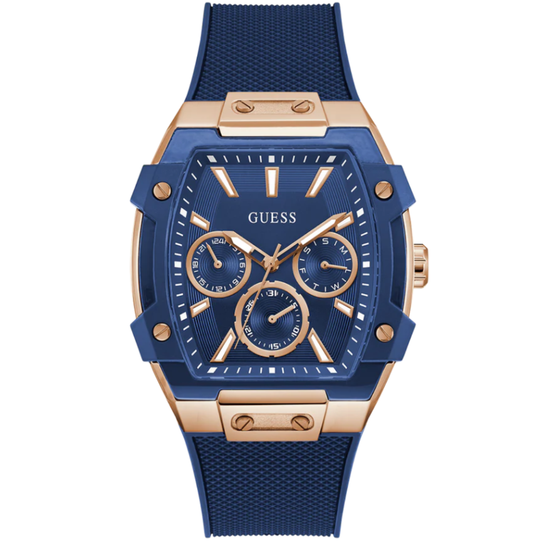Guess GW0956G4 | Mens Blue Rose Gold Tone Multi-function Watch.