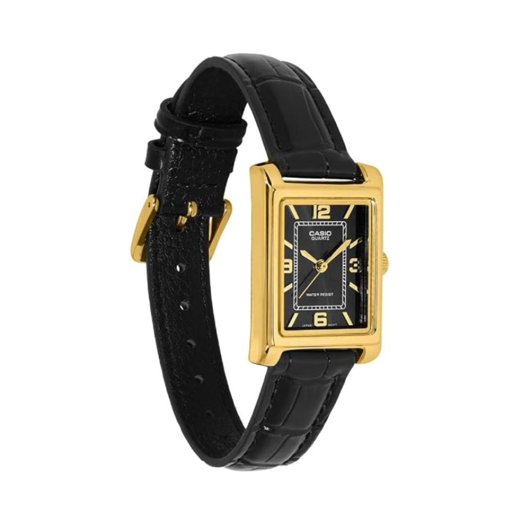 Casio LTP-1234PGL-1AEF A2559 | Women Quartz Black Dial Analog Leather Watch