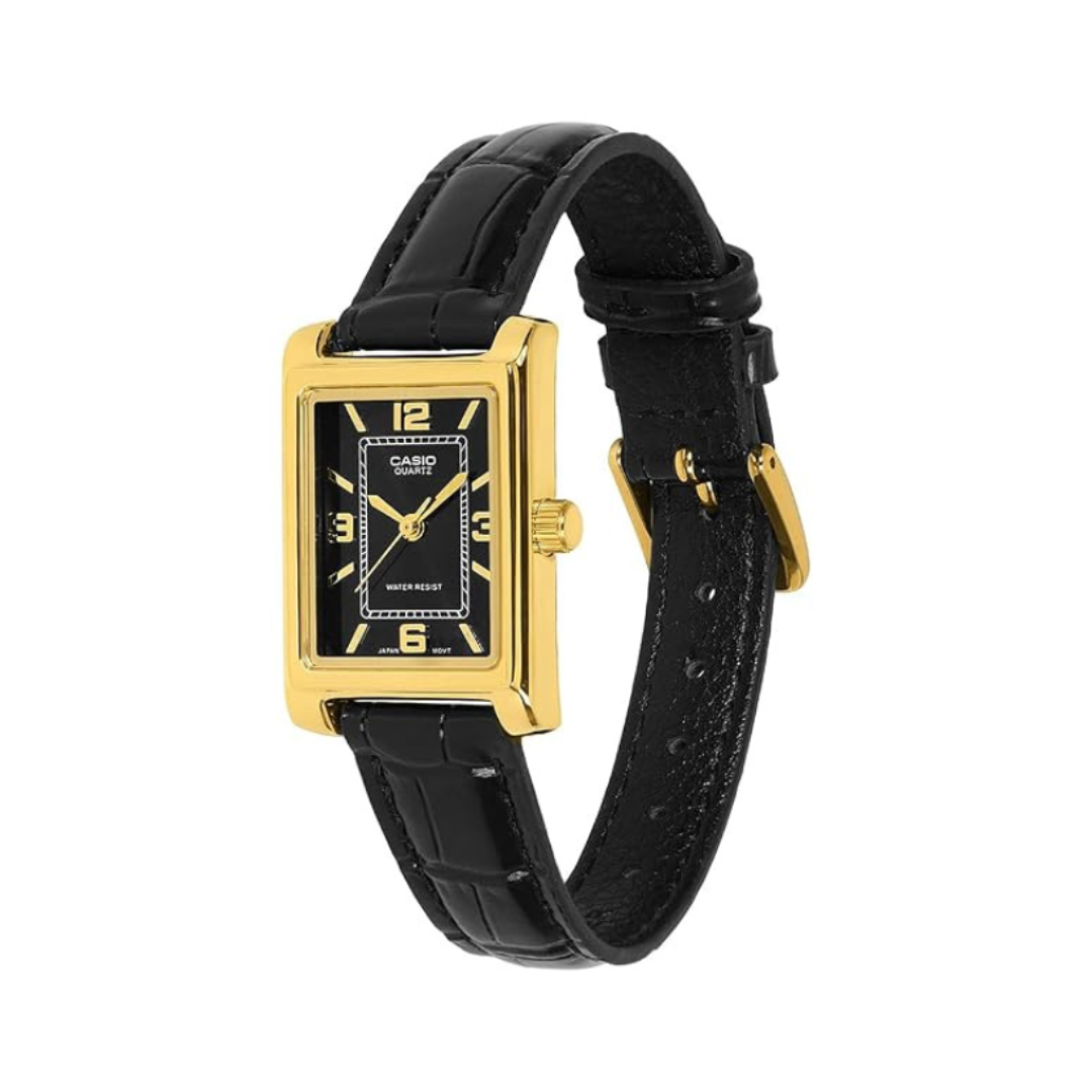 Casio LTP-1234PGL-1AEF A2559 | Women Quartz Black Dial Analog Leather Watch