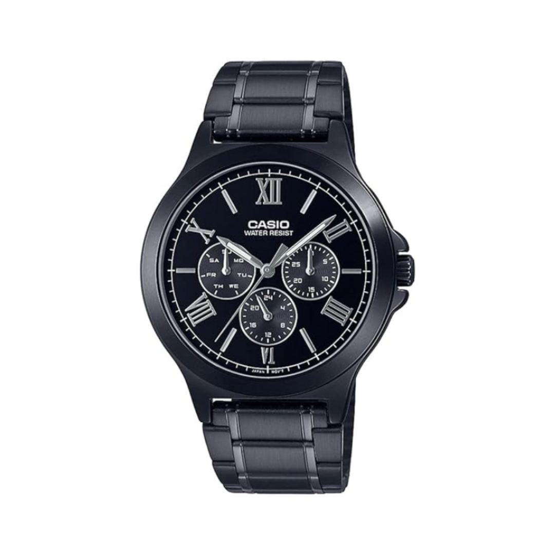 Casio MTP-V300B-1AUDF A1969 | Enticer Men Quartz Black Dial Multi-Function Stainless Steel Watch
