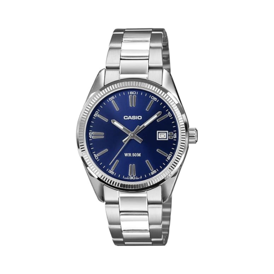 Casio UTP-1302PD-2A1VDF A2564 | Unisex Quartz Blue Dial Analog Stainless Steel Watch