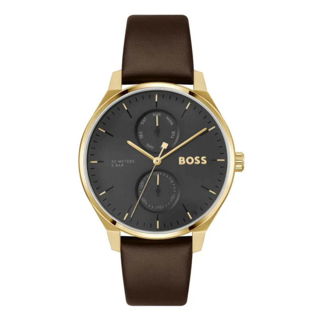 Boss 1514214 | Tyler Men Quartz Black Dial Multi-Function Leather Watch
