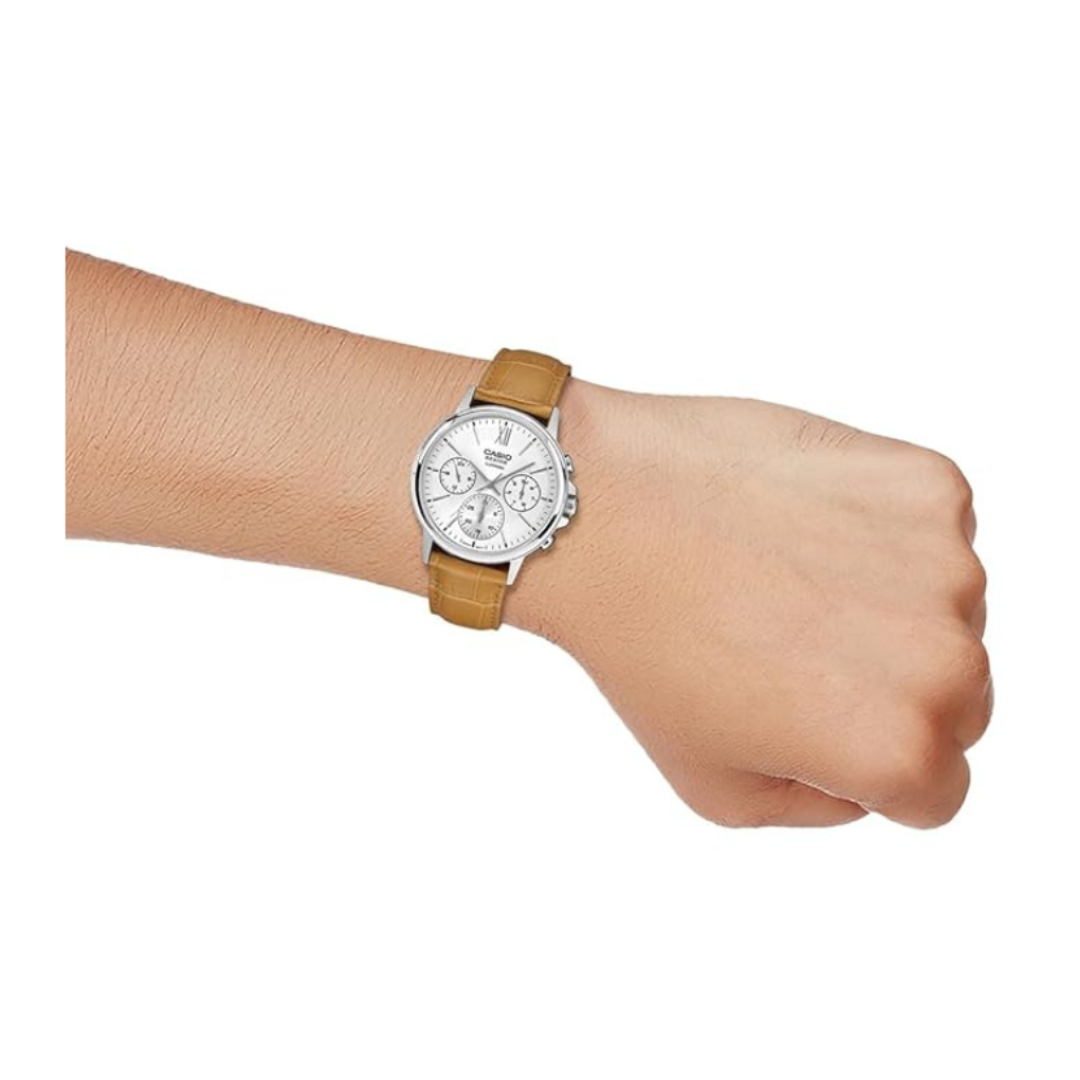 Casio BMS-300L-5AVDF A2545 | Men Quartz Cream Dial Analog Leather Watch