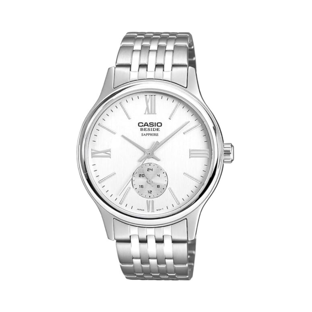 Casio BMS-100D-7AVDF A2536 | Men Quartz White Dial Analog Stainless Steel Watch