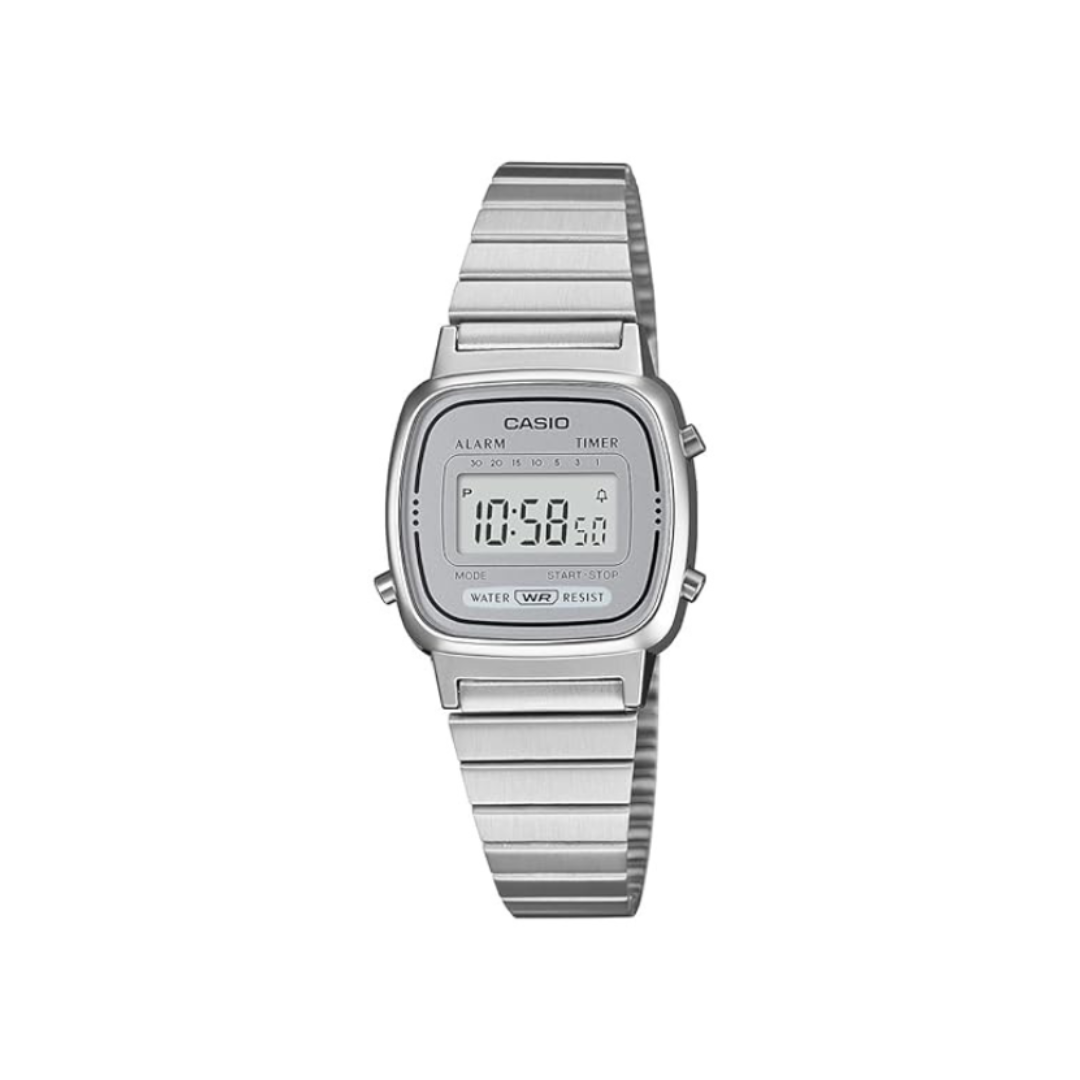 Casio LA670WA-7DF D342 | Vintage Women Quartz Grey Dial Digital Stainless Steel Watch