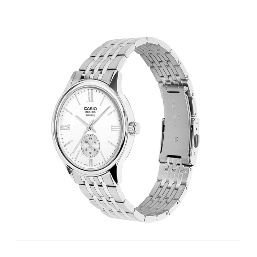 Casio BMS-100D-7AVDF A2536 | Men Quartz White Dial Analog Stainless Steel Watch