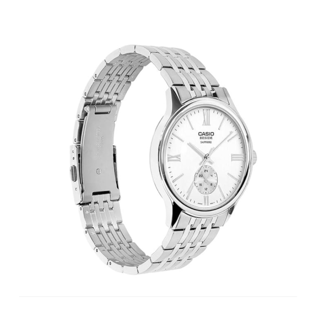 Casio BMS-100D-7AVDF A2536 | Men Quartz White Dial Analog Stainless Steel Watch