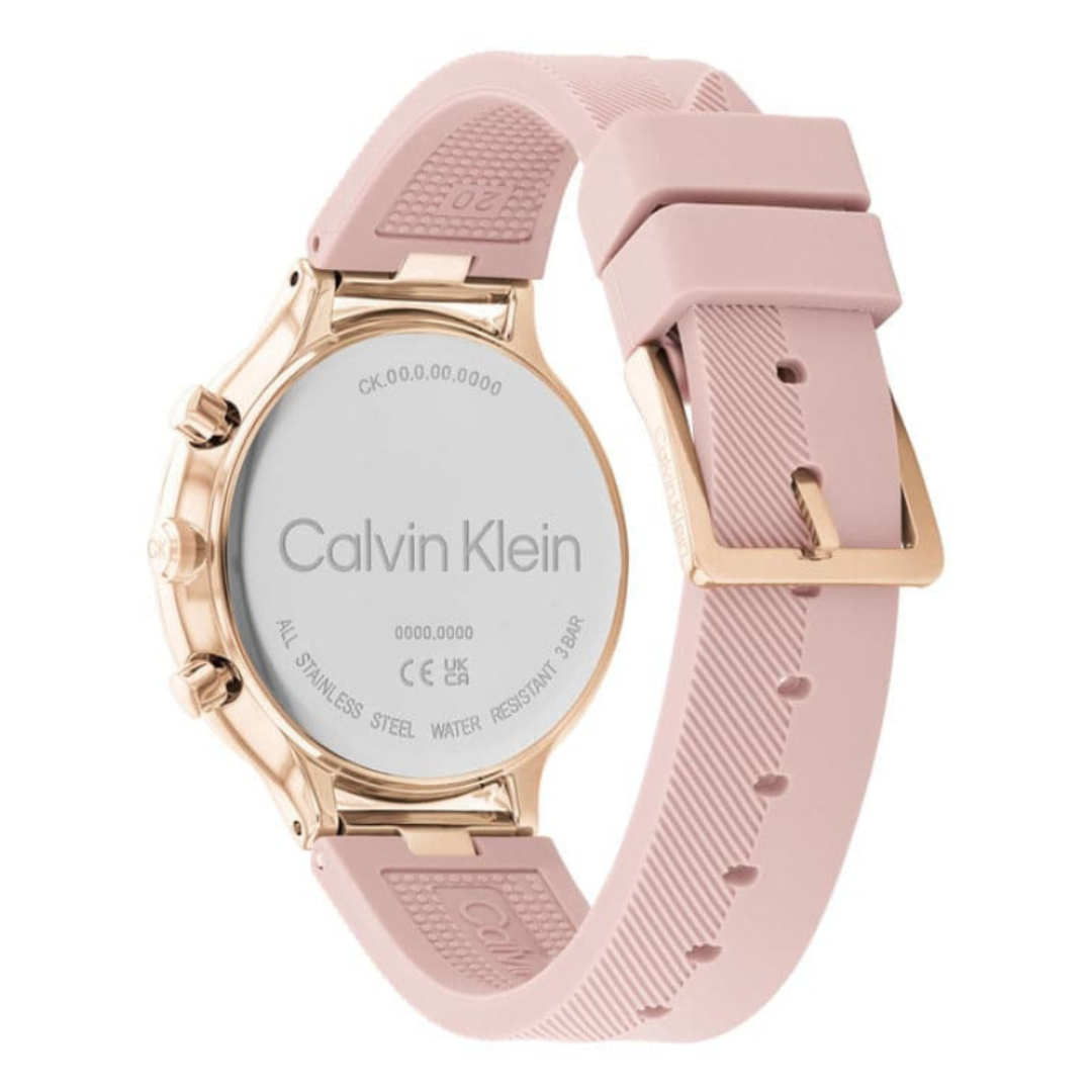 Calvin Kelin 25200243 | Energize Women Quartz Pink Dial Chronograph Silicone Watch