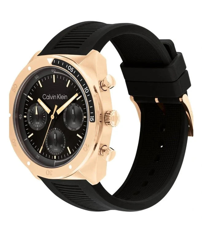 Calvin Klein 25200480 | Ck Flex Men Quartz Black Dial Multi-Function Silicone Watch