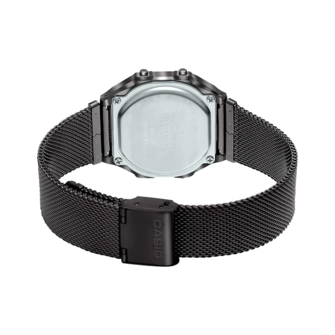 Casio A168WEMB-1BDF D259 | Vintage Unisex Quartz Black Dial Digital Stainless Steel Watch