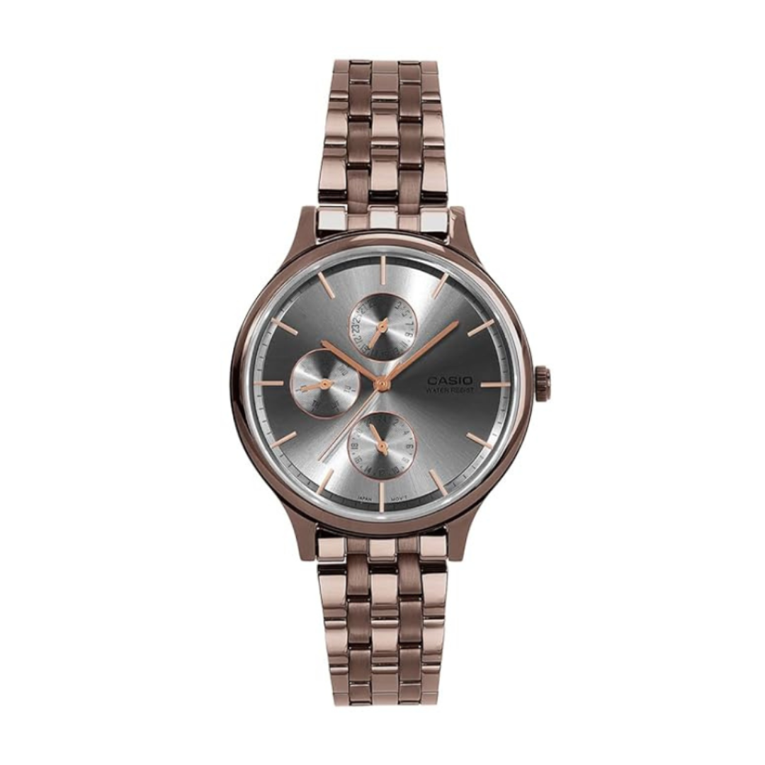 Casio LTP-SN7YRB-8A A2499 | Enticer Women Quartz Grey Dial Multi-Function Stainless Steel Watch