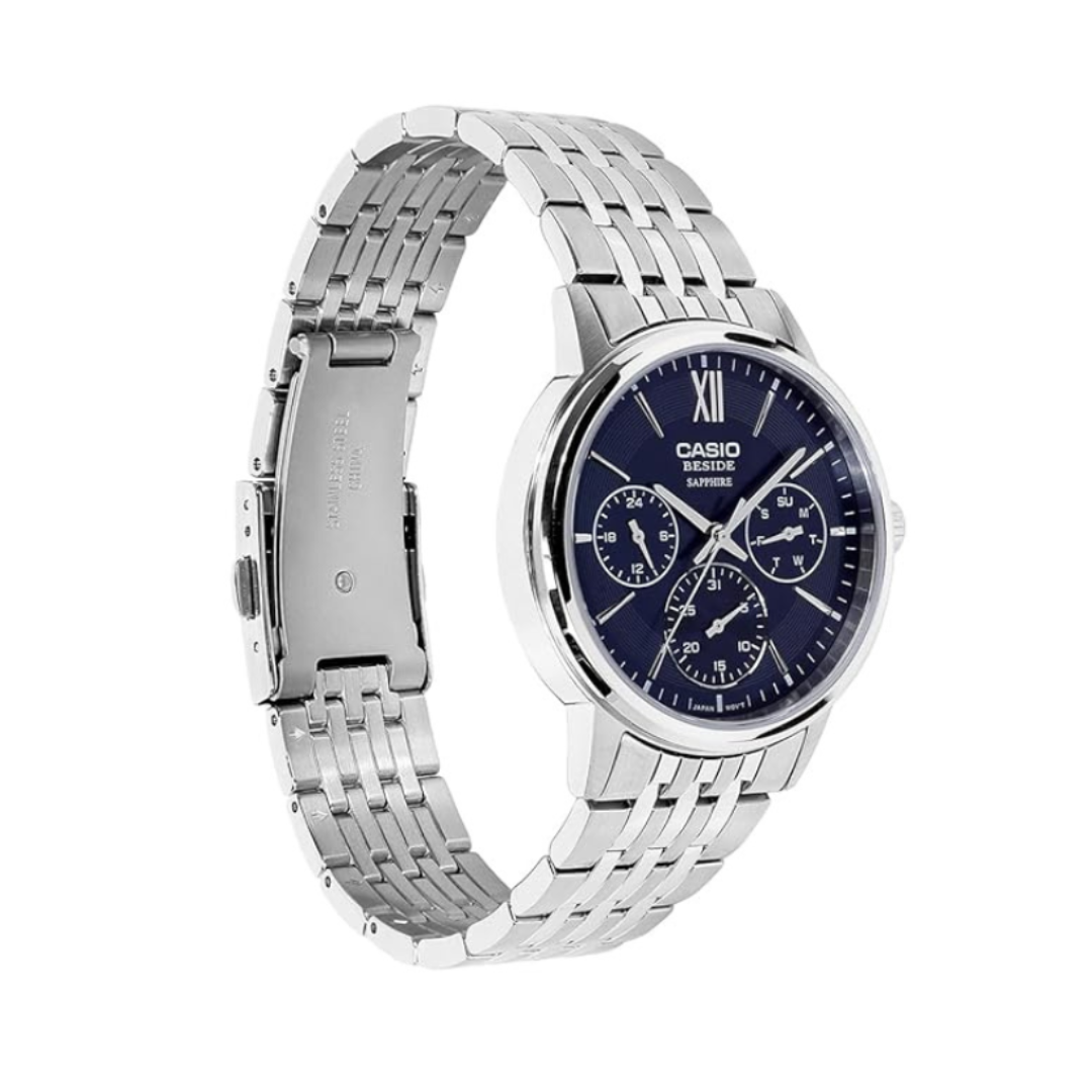Casio BMS-300D-2AVDF A2541 | Men Quartz Blue Dial Chronograph Stainless Steel Watch