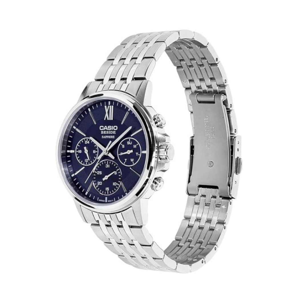 Casio BMS-300D-2AVDF A2541 | Men Quartz Blue Dial Chronograph Stainless Steel Watch