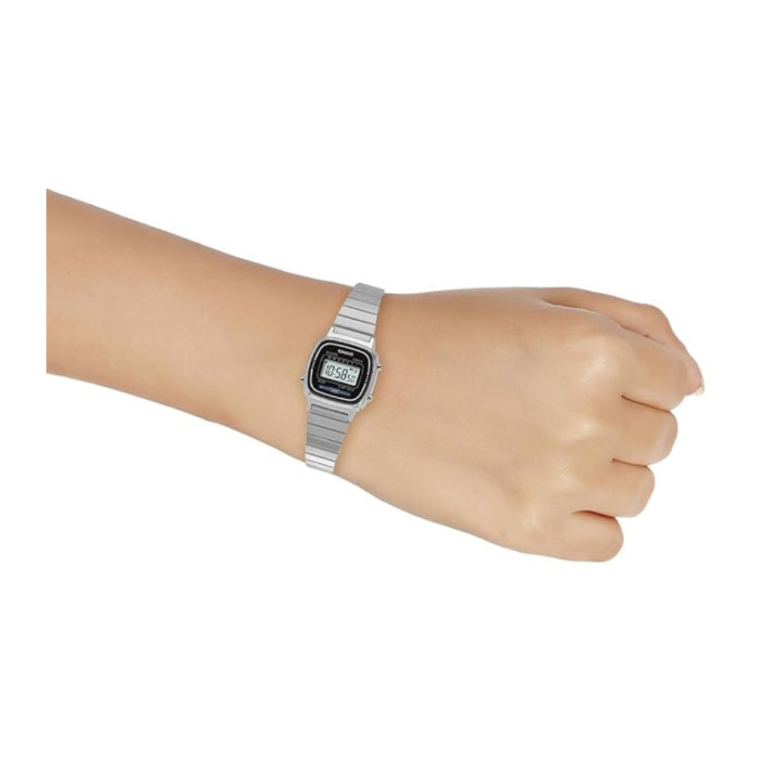 Casio LA670WA-1DF D089 | Vintage Women Quartz Black Dial Digital Stainless Steel Watch