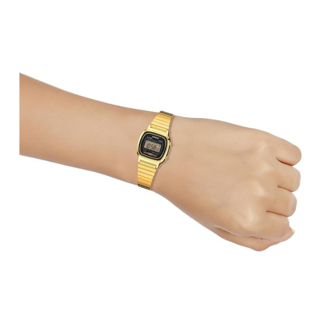 Casio LA670WGA-1DF D124 | Vintage Women Quartz Multicolour Dial Digital Stainless Steel Watch