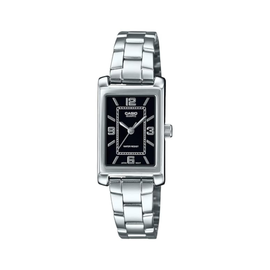 Casio LTP-1234DD-1ADF A2353 | Enticer Women Quartz Black Dial Analog Stainless Steel Watch