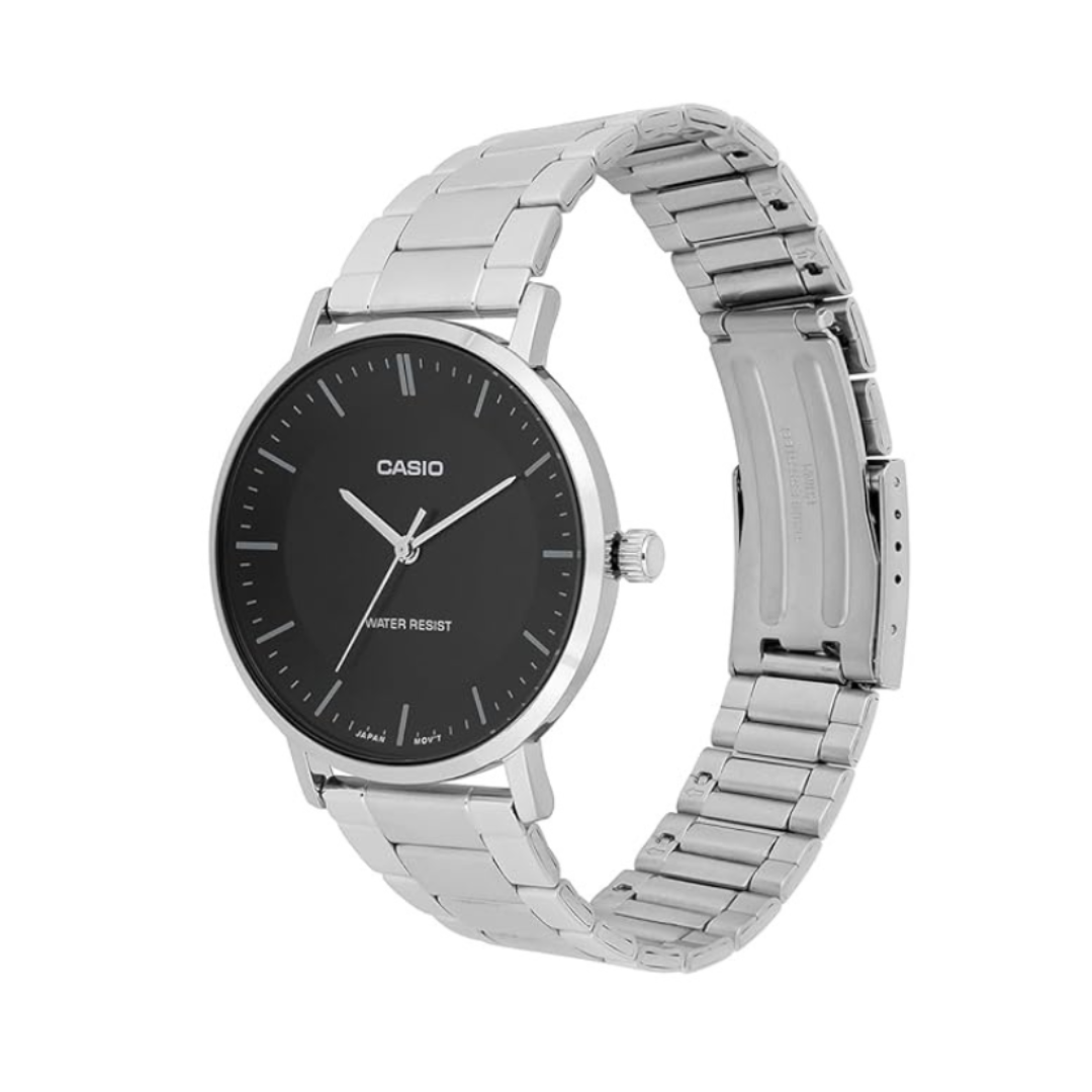 Casio MTP-VT04D-1EDF A2411 | Enticer Men Quartz Black Dial Analog Stainless Steel Watch